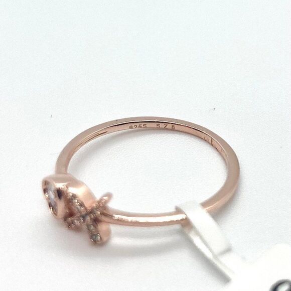 SIZE 8 925 Rose Gold Plated XO Ring - Picture 8 of 11